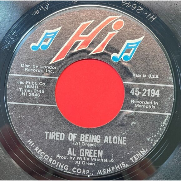 Al Green Tired of Being Alone / Get Back Baby 45 Funk Soul Vinyl Hi 45-2194 - Picture 1 of 6
